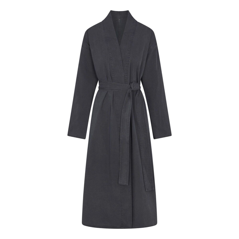 Skims Woven Lounge Long Robe Ash Size Small